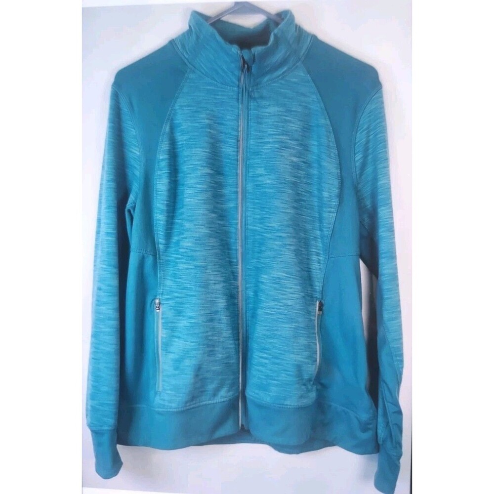 Tangerine Womens XL Full Zip Athletic Running Jacket Teal Space Dye Pockets
